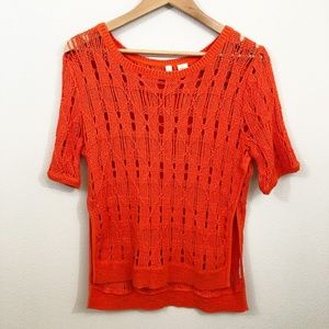 Anthropologie Moth Side Splice Midi Orange Sweater